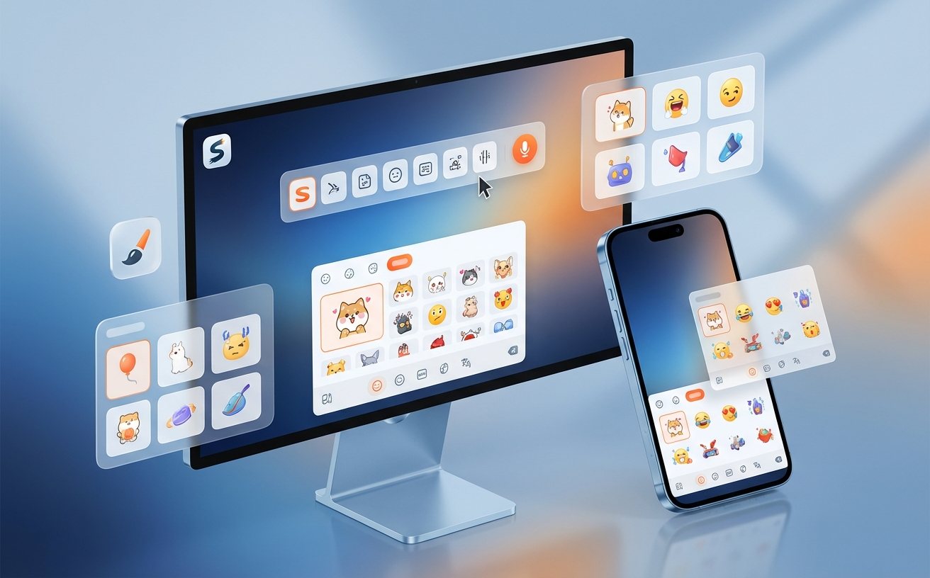 搜狗输入法下载后可获取的个性化皮肤与丰富表情包资源展示